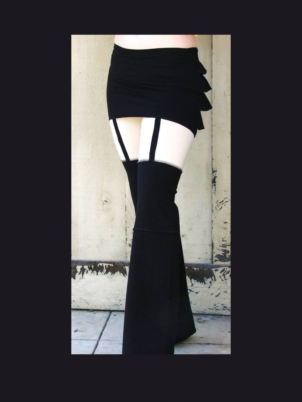 Black and White FauxGarter Devi Pants With Skirt